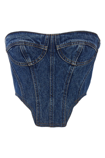 bustier top in cotton denim