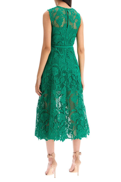 sleeveless midi lace dress