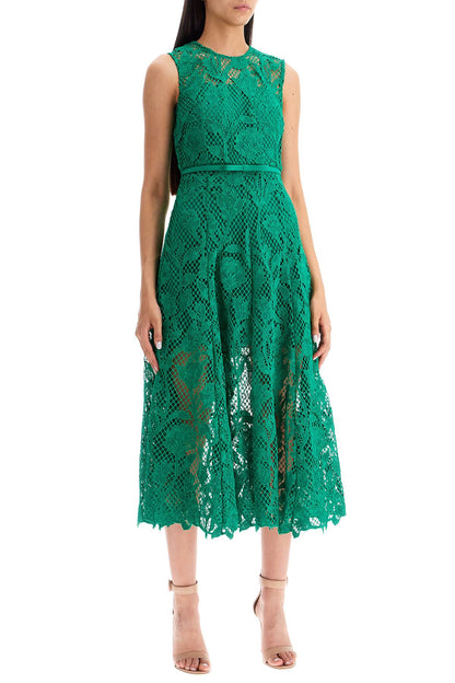 sleeveless midi lace dress