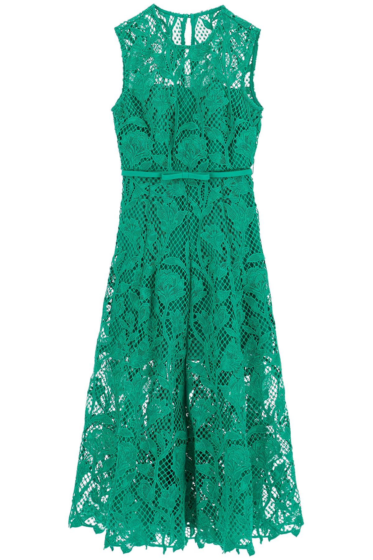 sleeveless midi lace dress