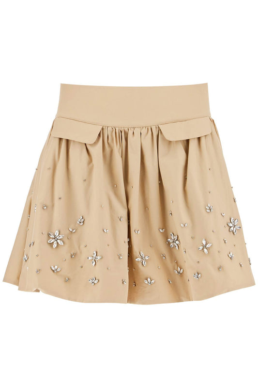 'poplin mini skirt with crystal