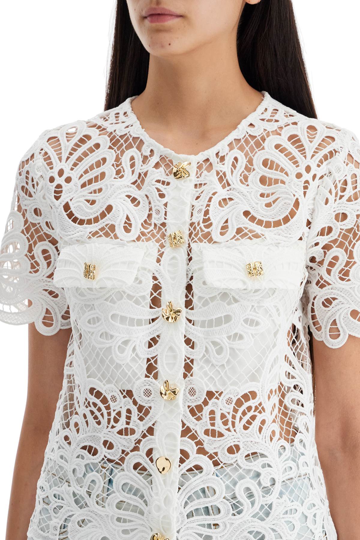 &quot;guipure lace high neck