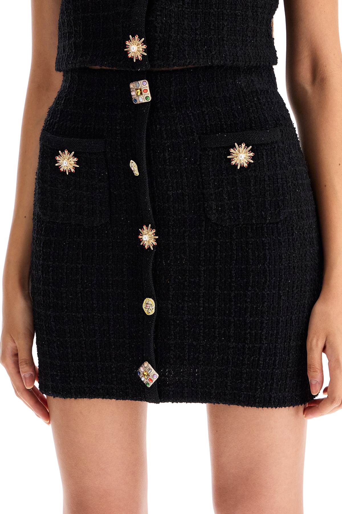 &quot;knitted mini skirt with jewel buttons