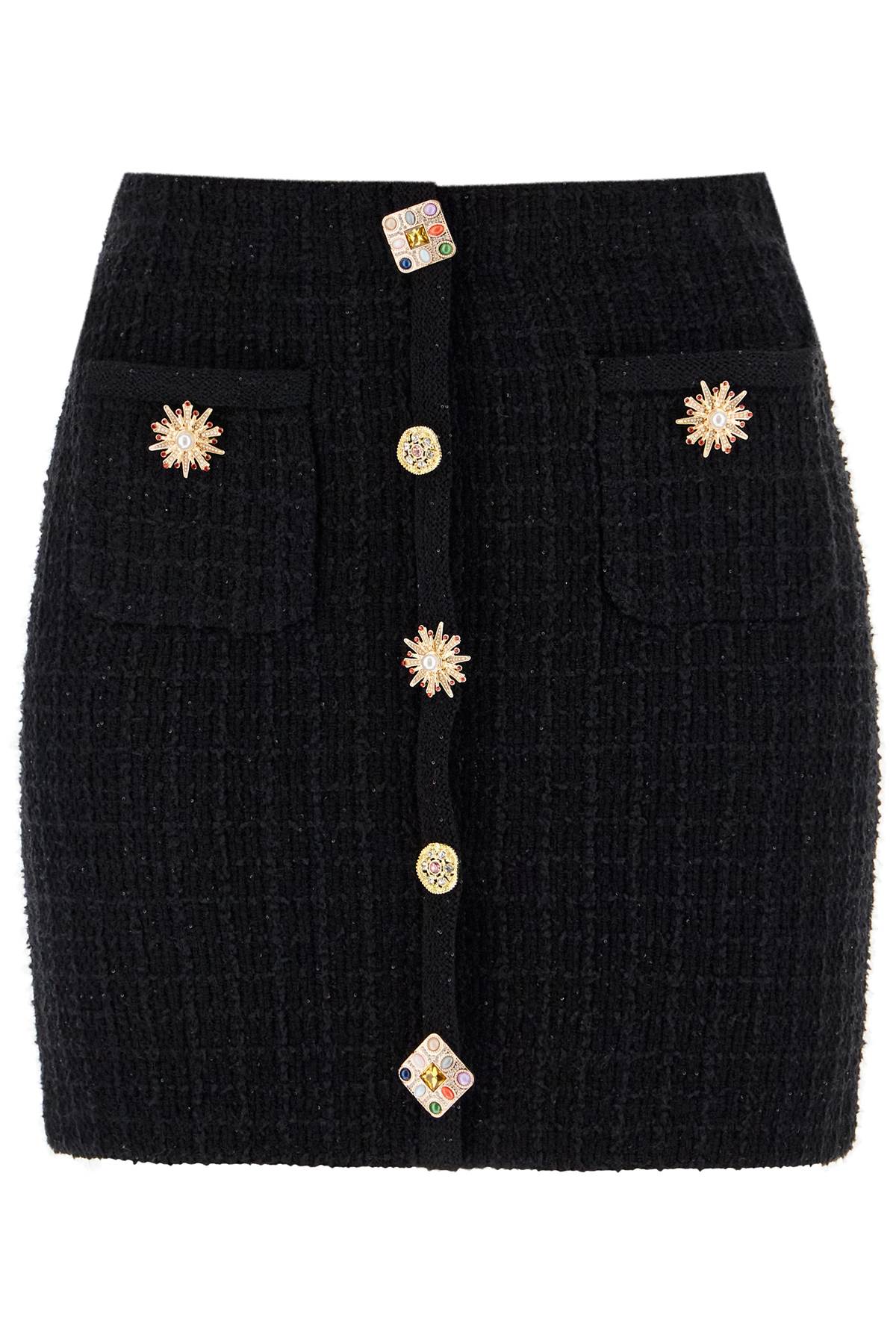 &quot;knitted mini skirt with jewel buttons