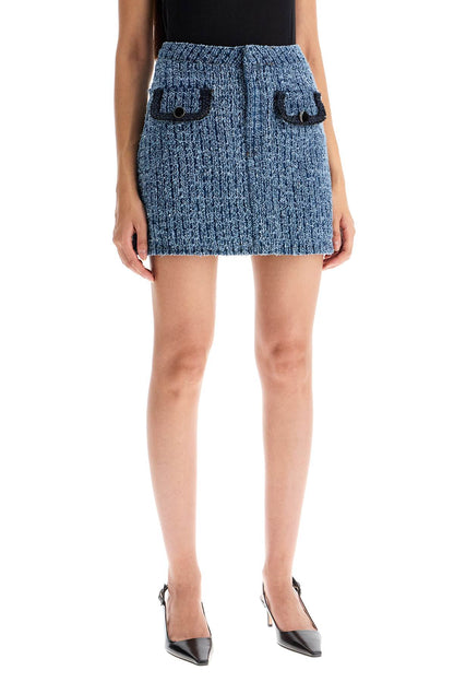 distressed denim mini skirt