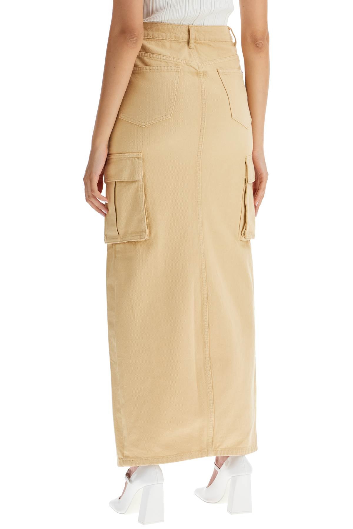 maxi denim cargo skirt in