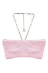 crystal butterfly knit bandeau bandeau top in cotton and cashmere blend knit