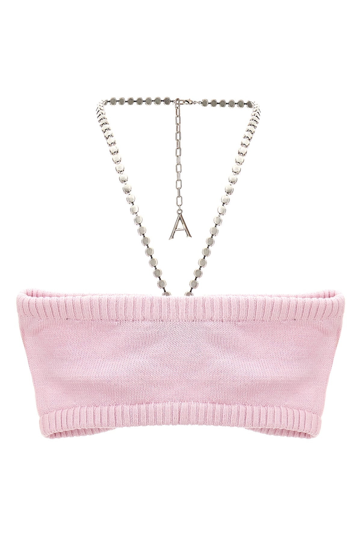 crystal butterfly knit bandeau bandeau top in cotton and cashmere blend knit