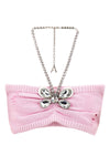 crystal butterfly knit bandeau bandeau top in cotton and cashmere blend knit