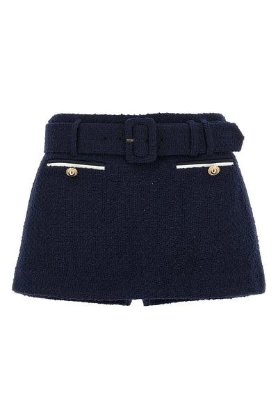 bouclé wool blend skort
