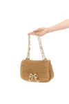 raffia bow charm raffia shoulder bag