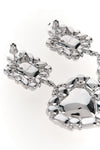 crystal pearl tiered heart earrings in silver-plated brass