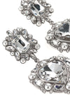 crystal pearl tiered heart earrings in silver-plated brass