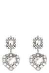 crystal pearl tiered heart earrings in silver-plated brass