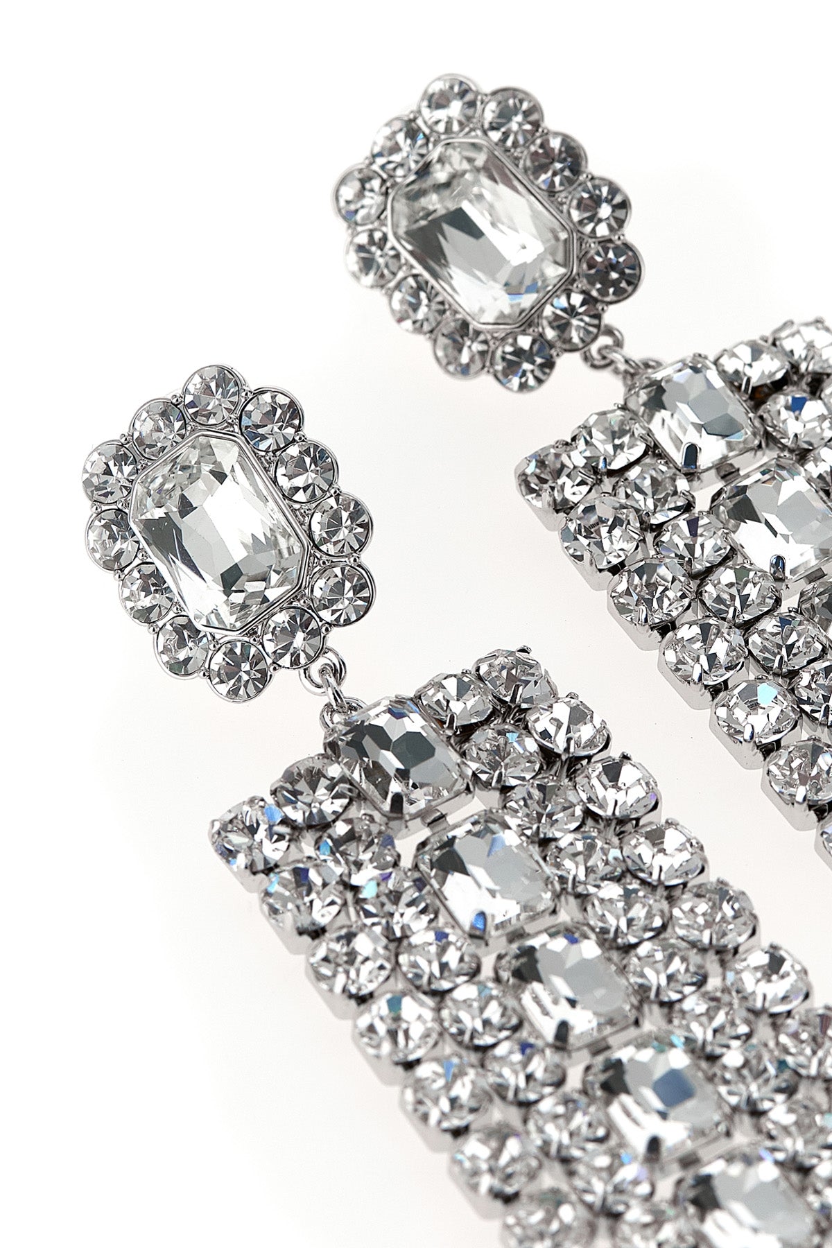 multi crystal droplet earrings in silver brass