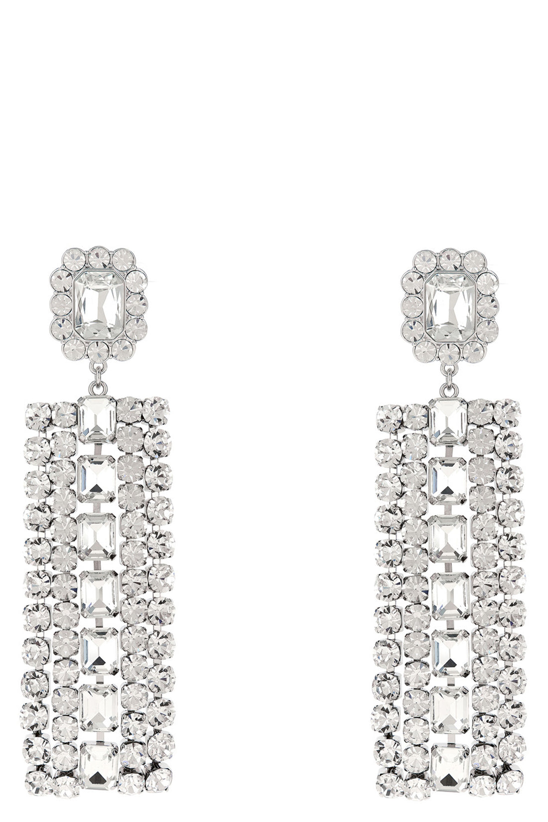 SELF PORTRAIT OS multi crystal droplet earrings in silver brass
