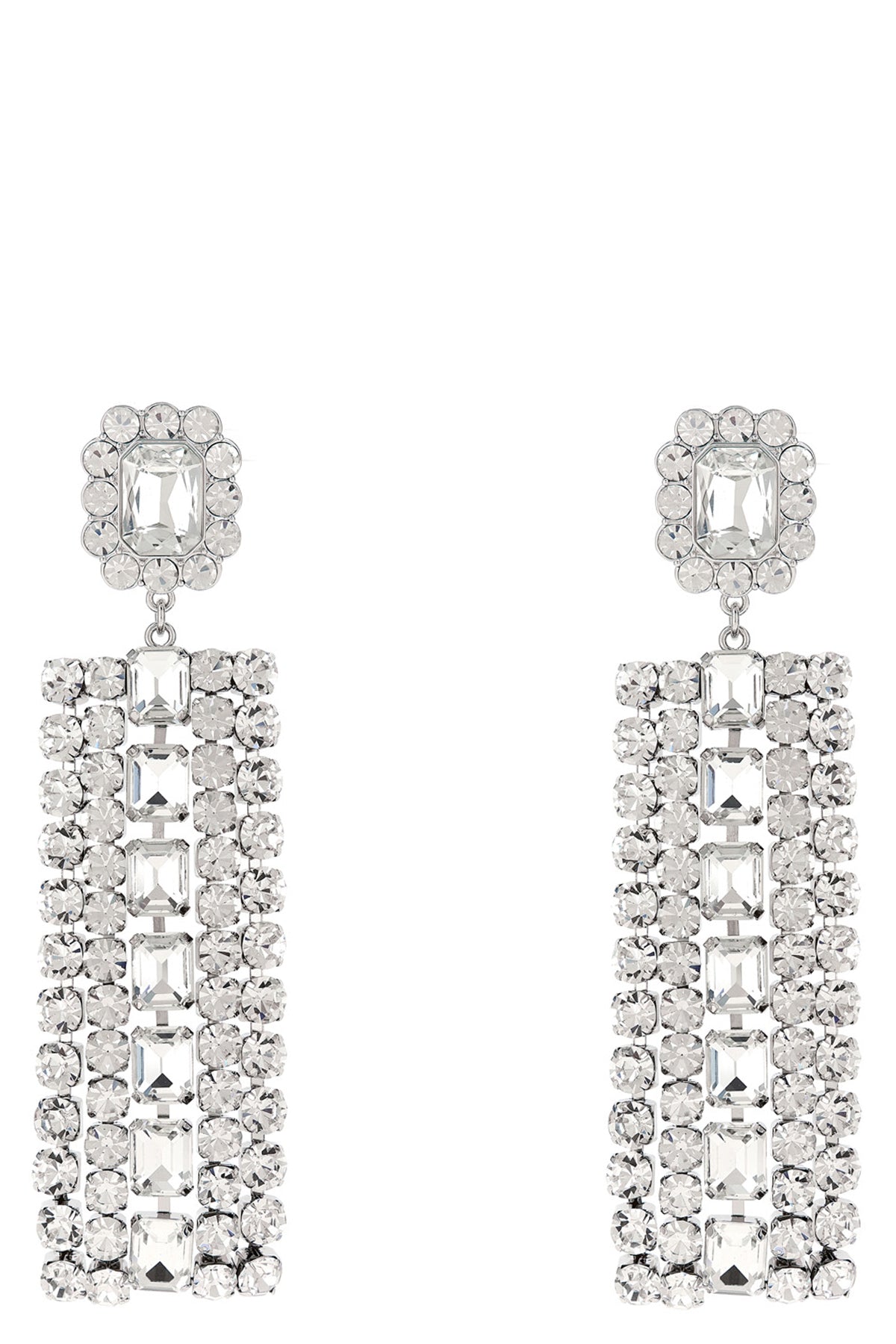multi crystal droplet earrings in silver brass