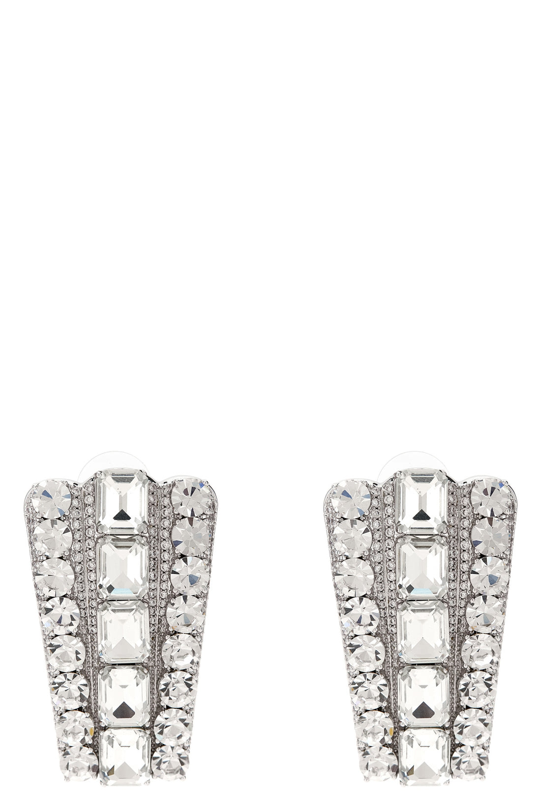 SELF PORTRAIT OS multi crystal silver-plated brass earrings