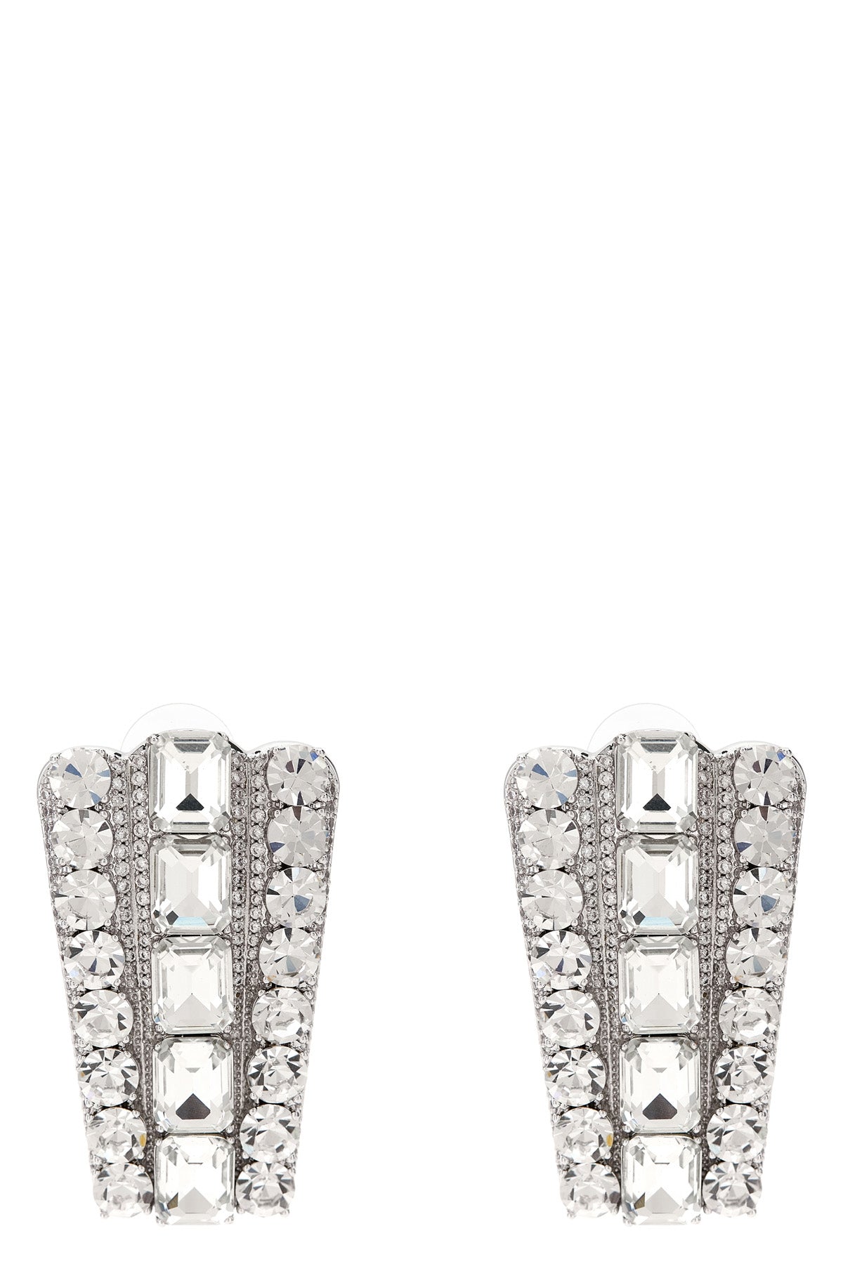 multi crystal silver-plated brass earrings