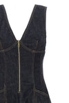 sleeveless cotton denim indigo denim midi dress