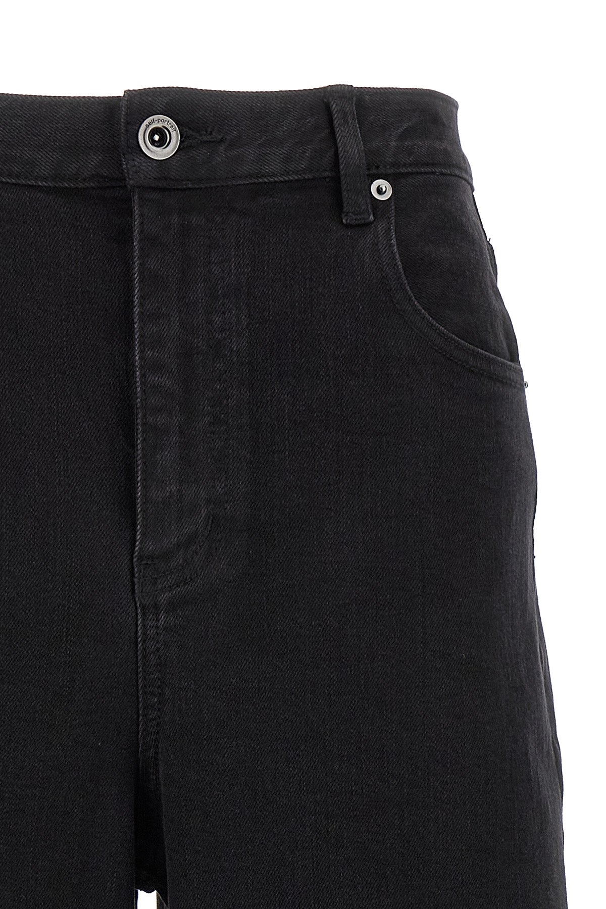 black barrel leg high-waisted cotton denim jeans