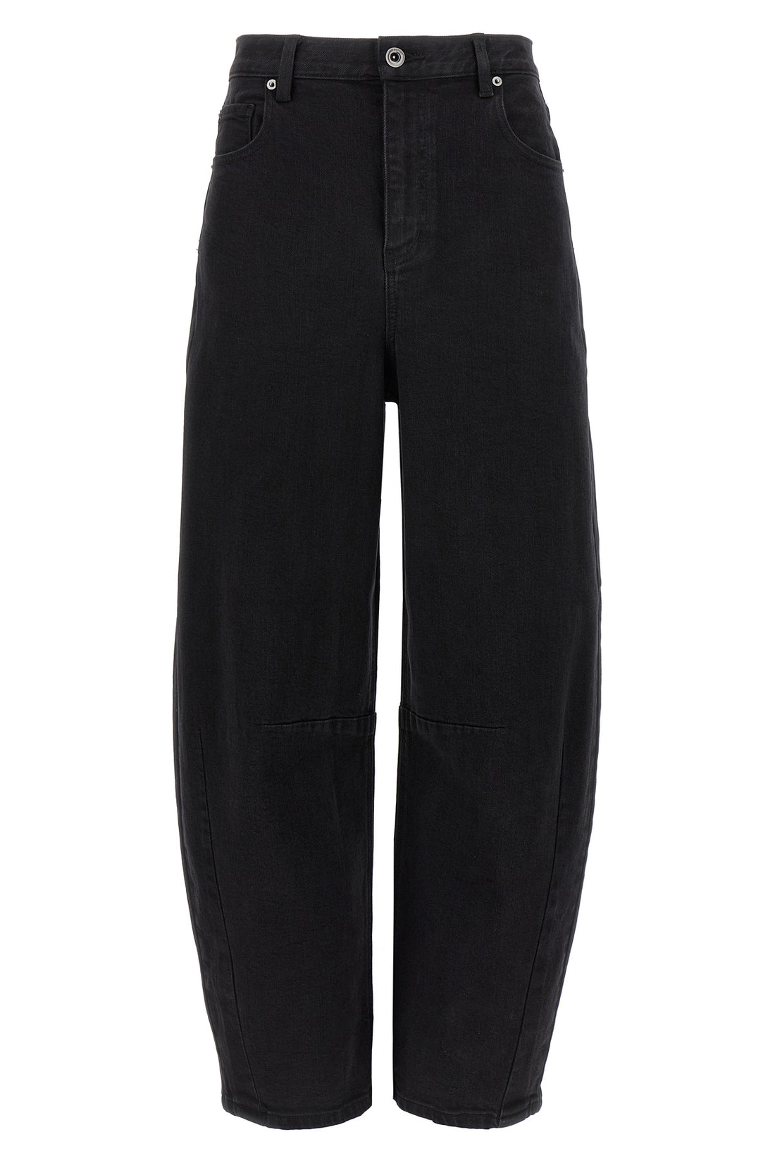 SELF PORTRAIT 27 black barrel leg high-waisted cotton denim jeans