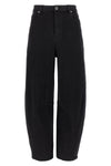 black barrel leg high-waisted cotton denim jeans