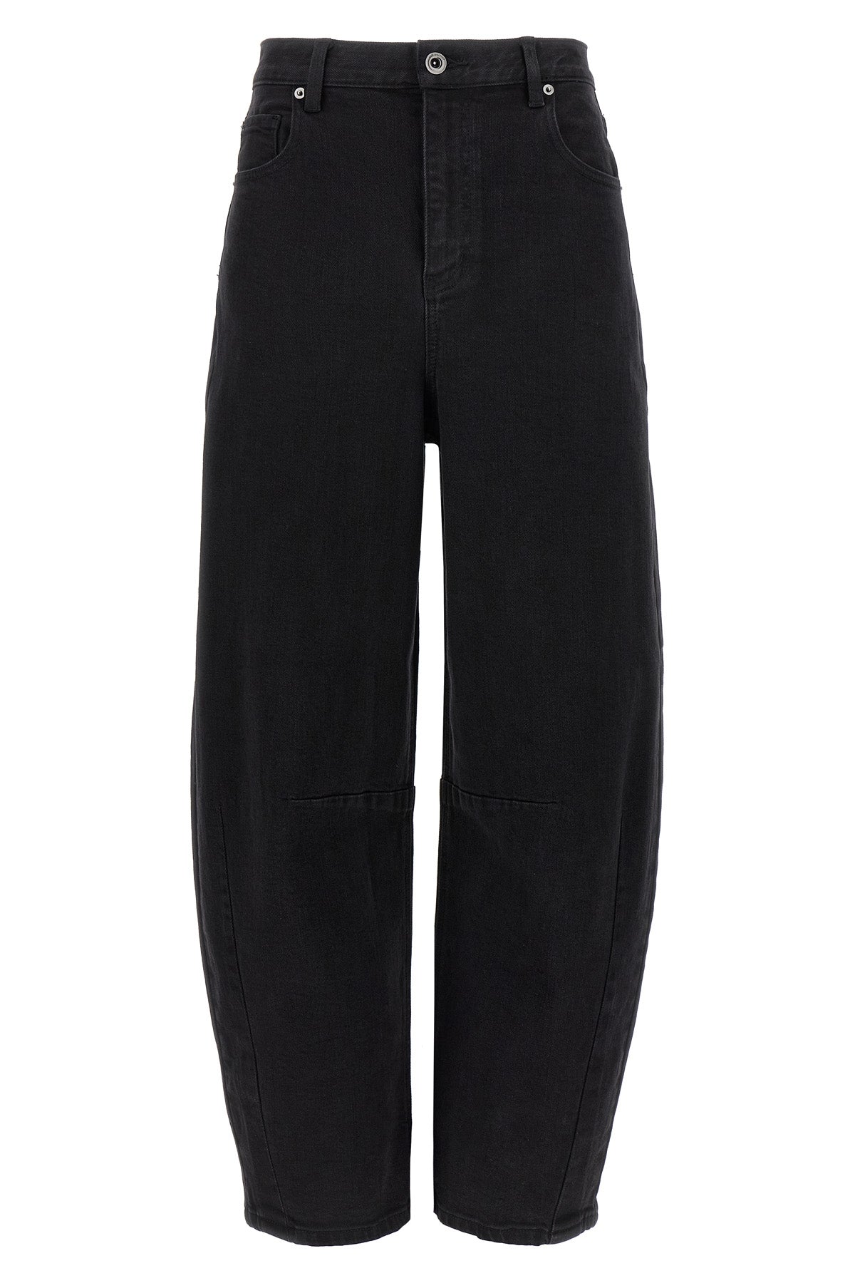 black barrel leg high-waisted cotton denim jeans