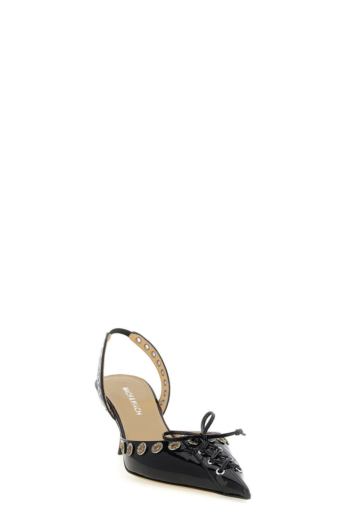 MACH &amp; MACH 36 crystalized corset patent leather slingbacks