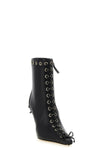 crystalized corset leather ankle boots