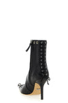 crystalized corset leather ankle boots