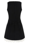 black crêpe bow lace mini crêpe dress