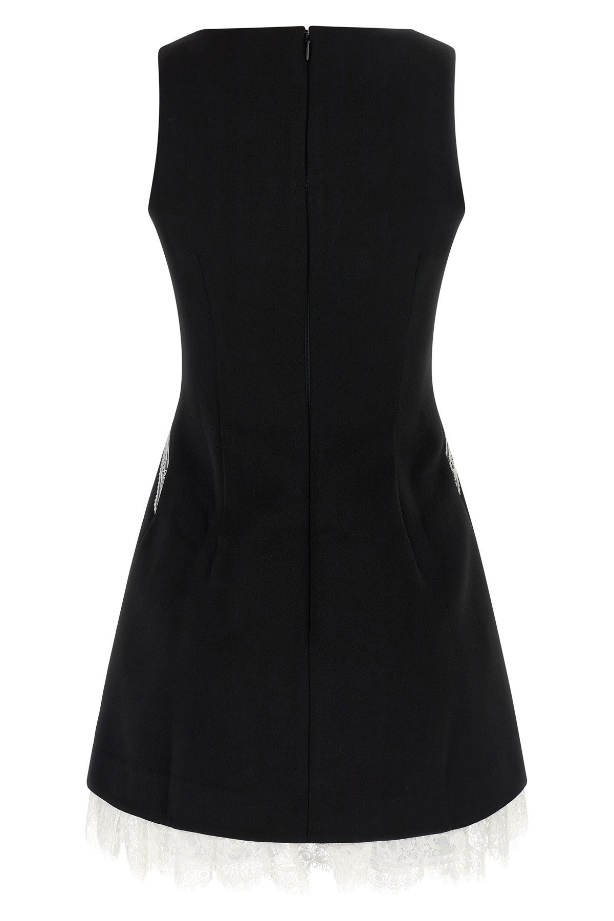 black crêpe bow lace mini crêpe dress