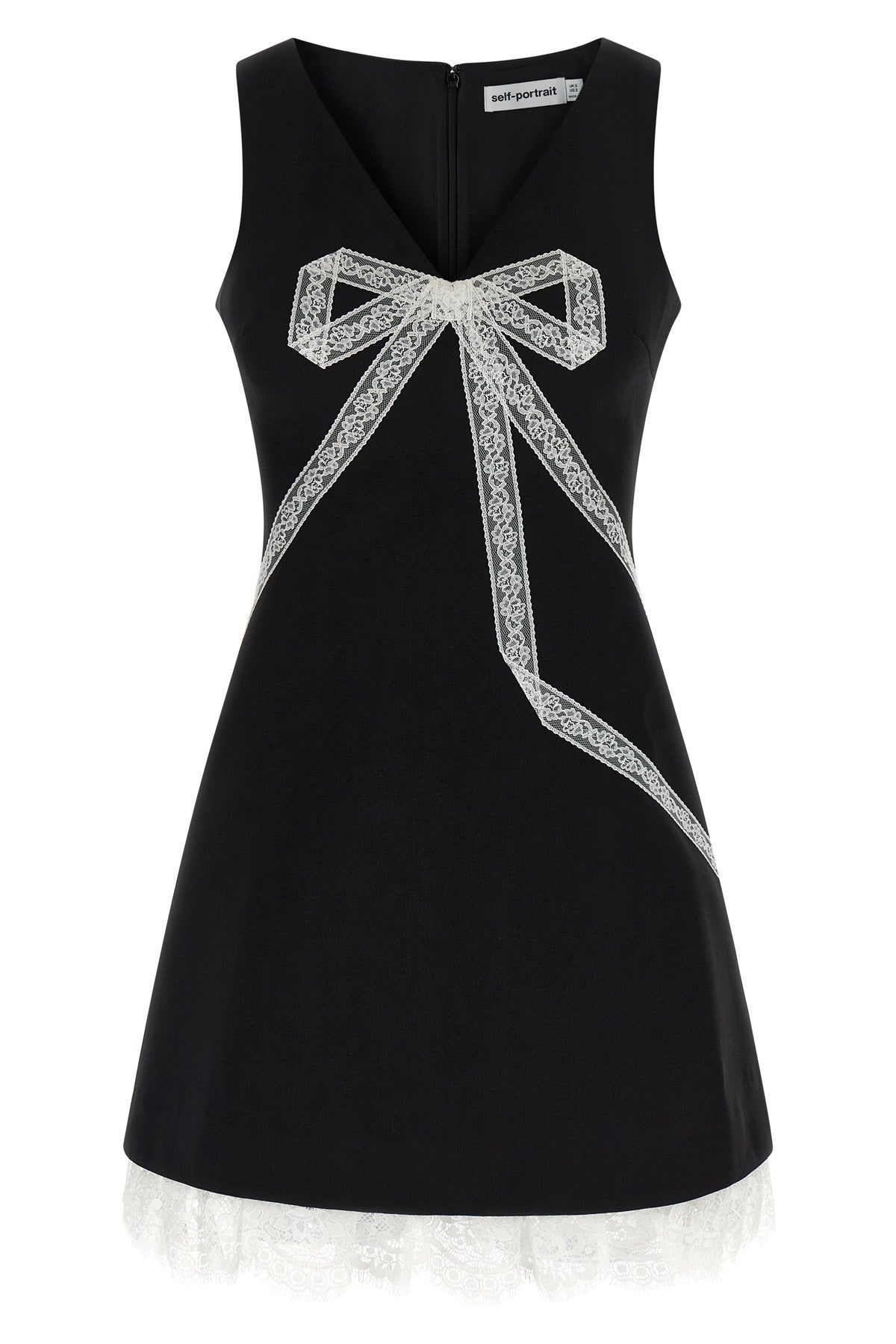 black crêpe bow lace mini crêpe dress