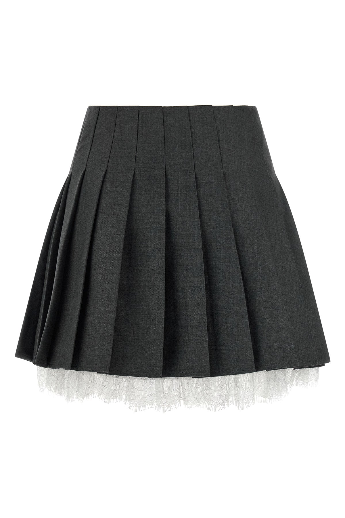 pleated mini skirt in slightly stretch wool blend