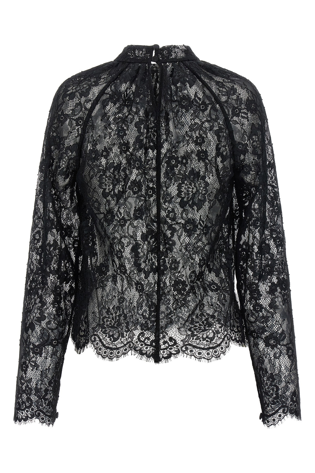 SELF PORTRAIT 6 black lace semi-transparent lace blouse
