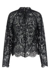black lace semi-transparent lace blouse