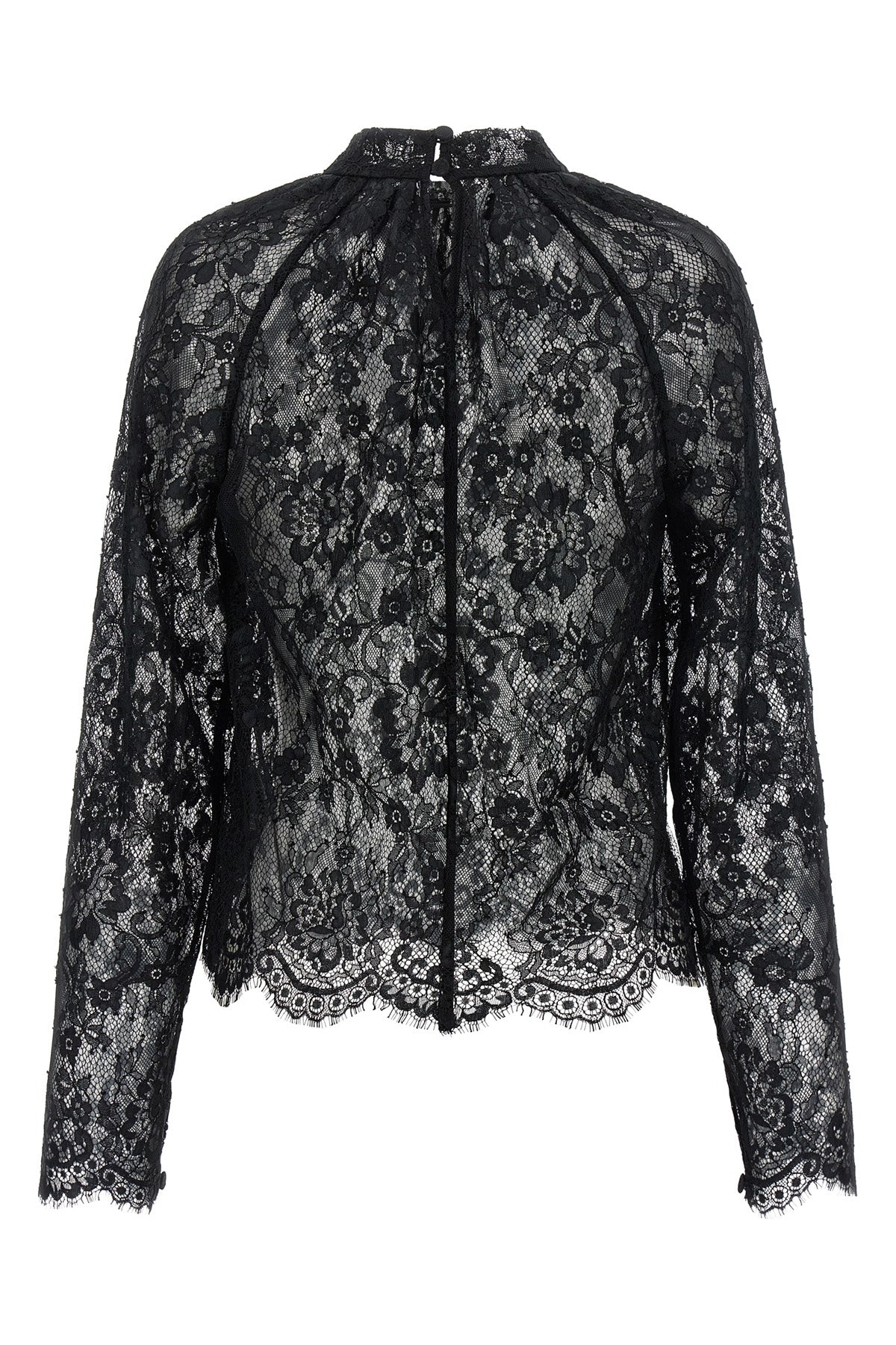 black lace semi-transparent lace blouse