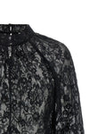 black lace semi-transparent lace blouse
