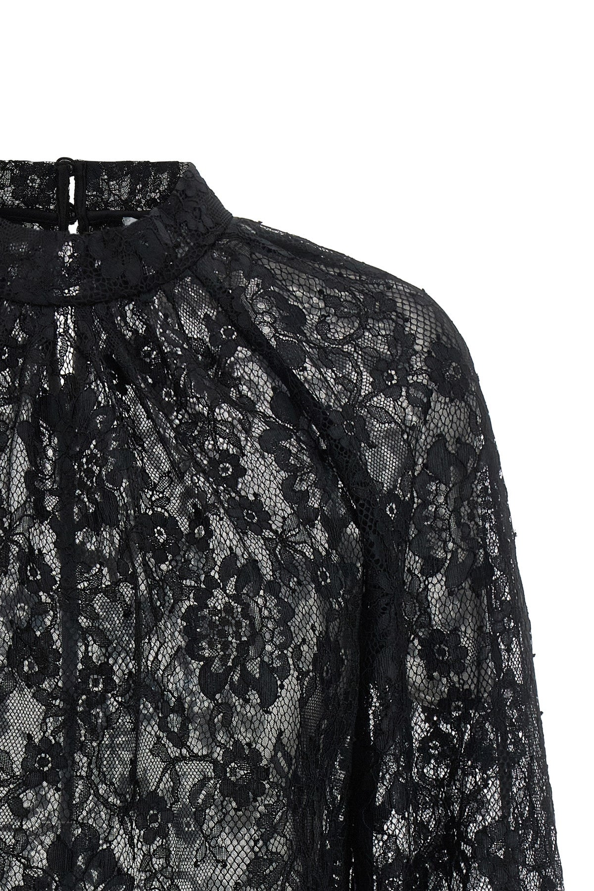 black lace semi-transparent lace blouse