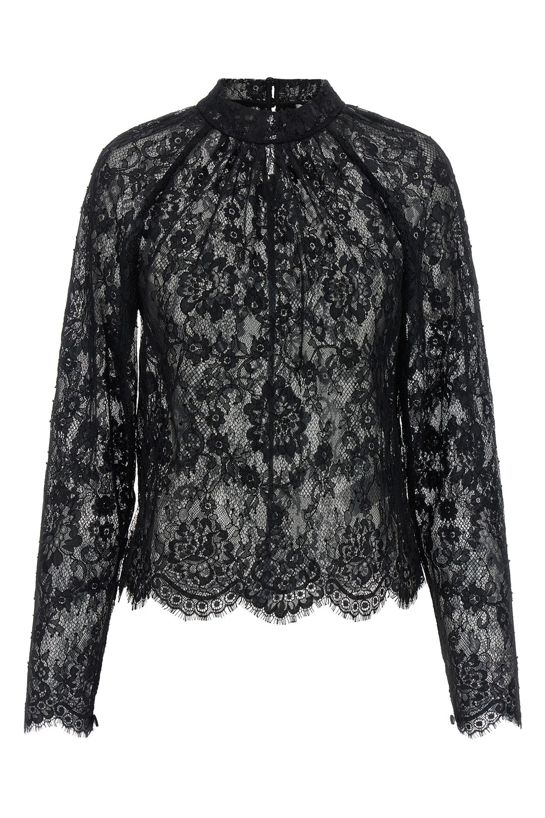 SELF PORTRAIT 6 black lace semi-transparent lace blouse