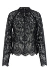 black lace semi-transparent lace blouse