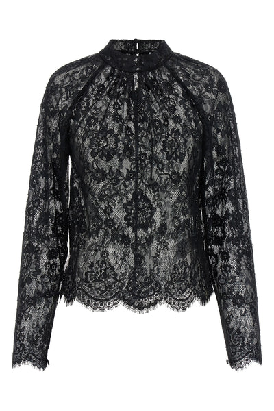 black lace semi-transparent lace blouse