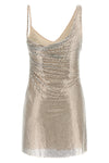 champagne rhinestone draped mini tulle dress