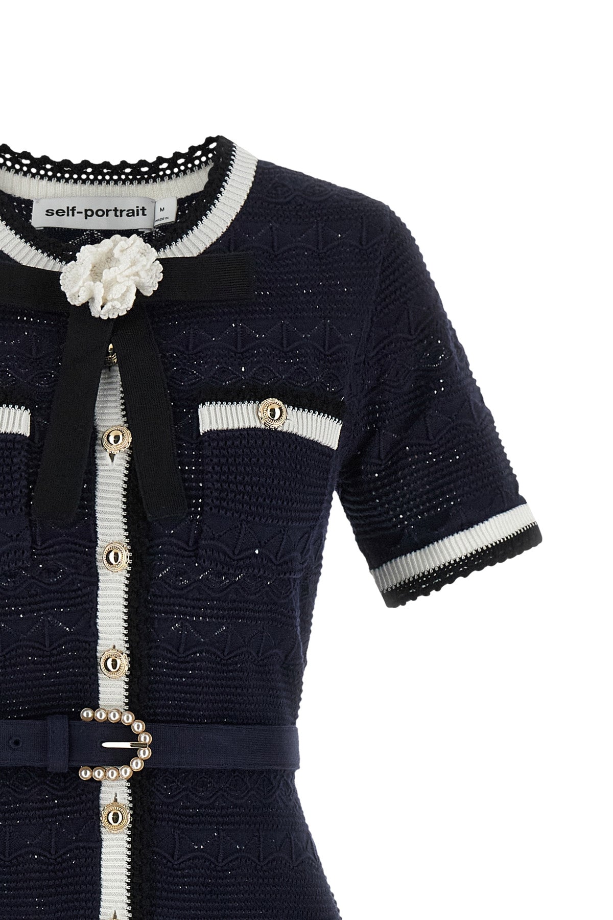 Self-portrait Knitted Belt Midi Dress - Navy Self-portrait Knitted Belt Midi Dress - Navy