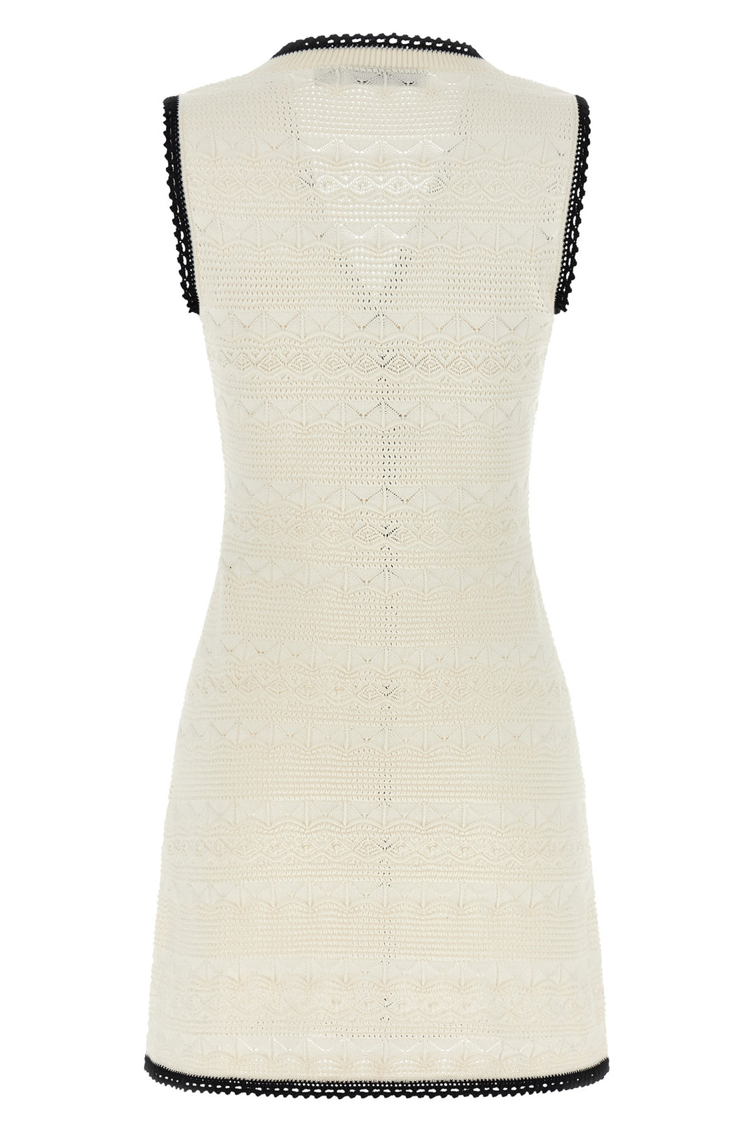 SELF PORTRAIT S white pointelle knit mini knit pointelle dress