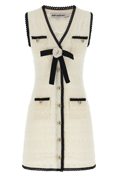 white pointelle knit mini knit pointelle dress