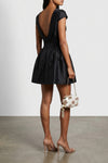 taffeta black taffetà collared mini dress