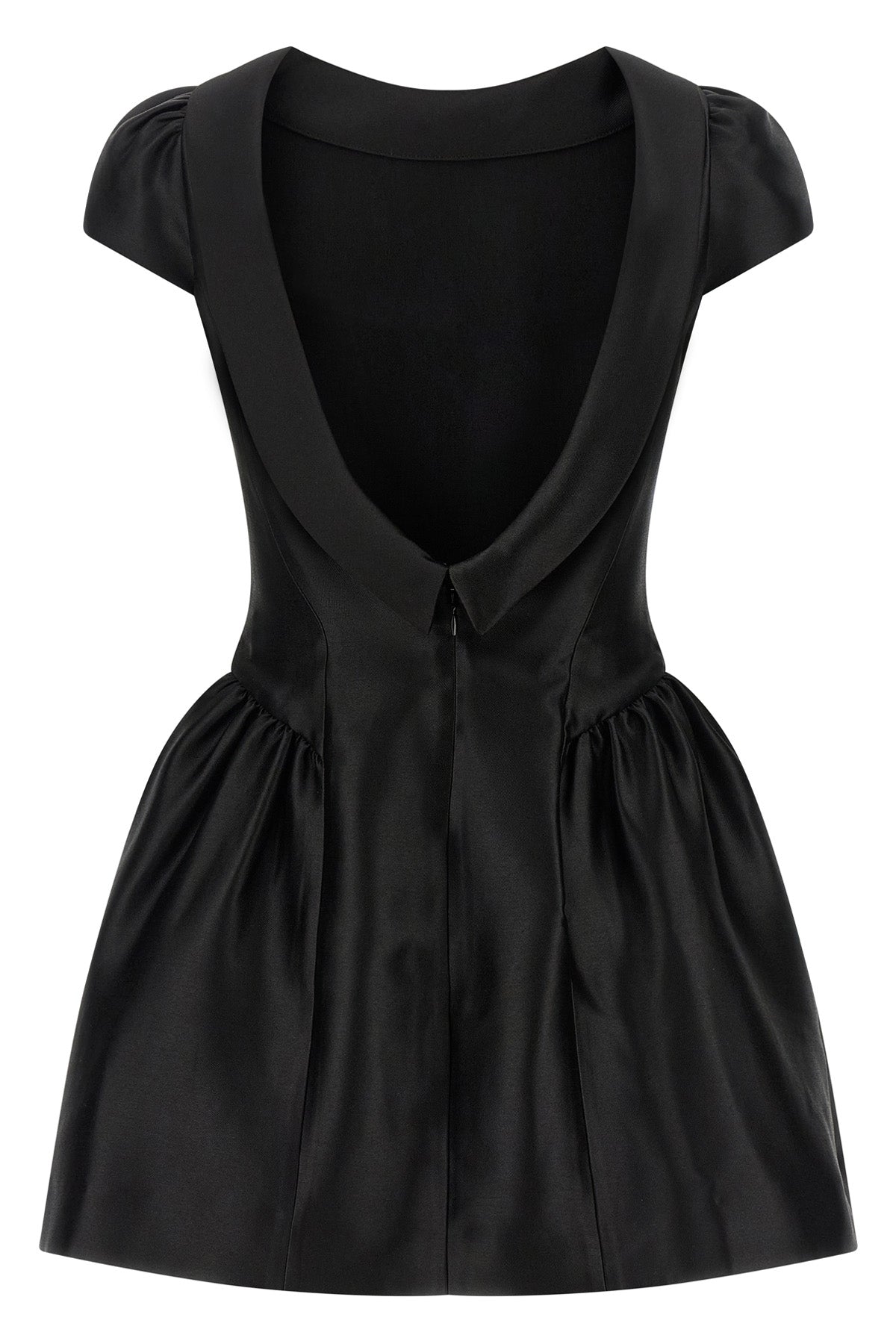 taffeta black taffetà collared mini dress