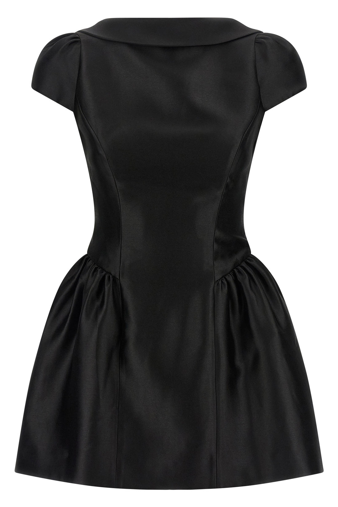 SELF PORTRAIT 6 taffeta black taffetà collared mini dress